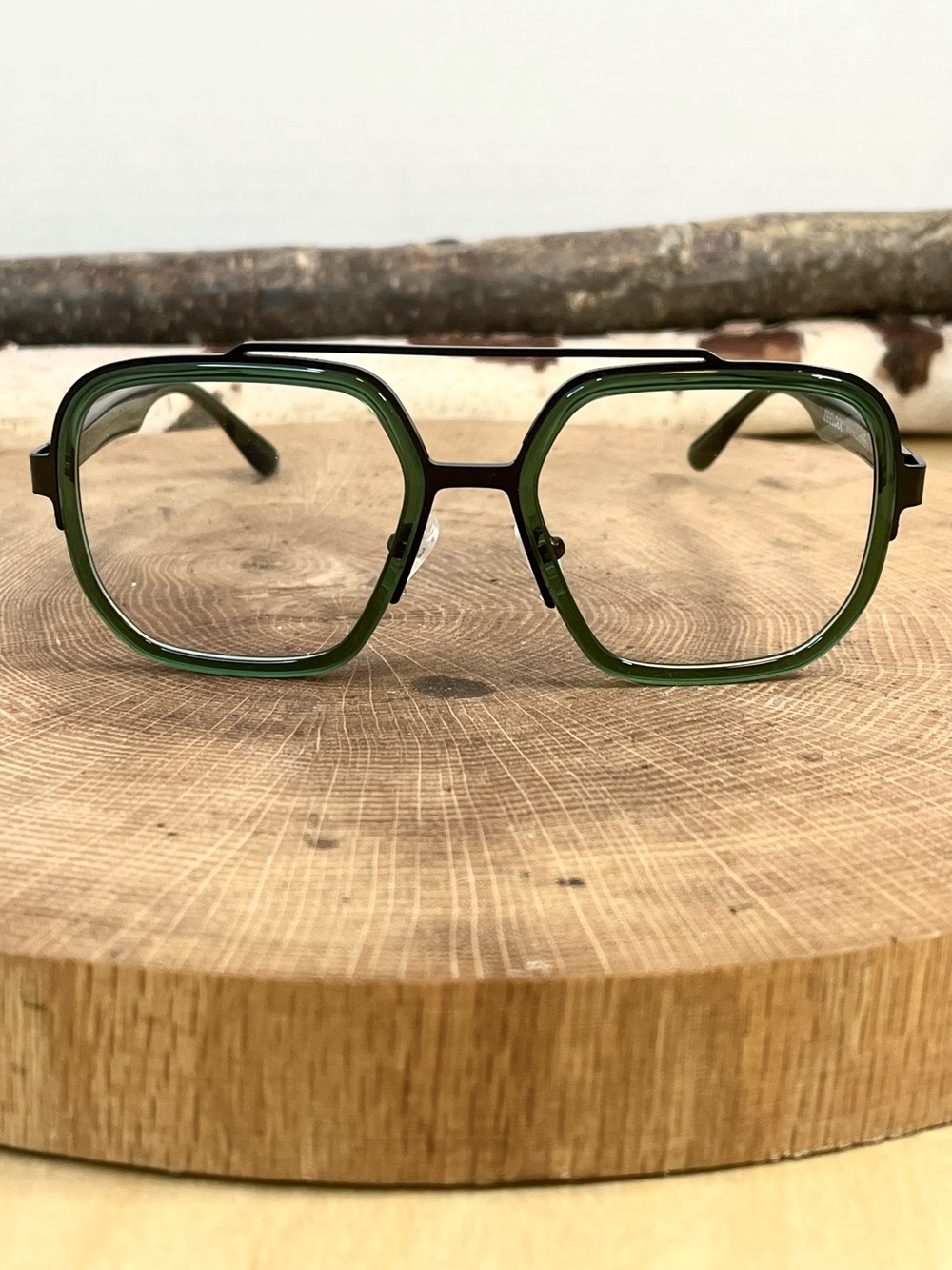 Zeelool Ace Translucent Green Black Glasses Frames Geometric Square